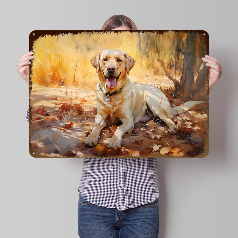 Retro Gaming Bar - Żółty Labradorskij Retriever Plakat Personalizowane Metalowe