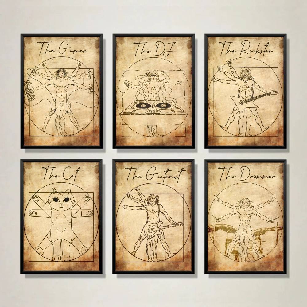 Retro Gaming Wallpaper - Plakat w stylu vintage Vitruvian Style