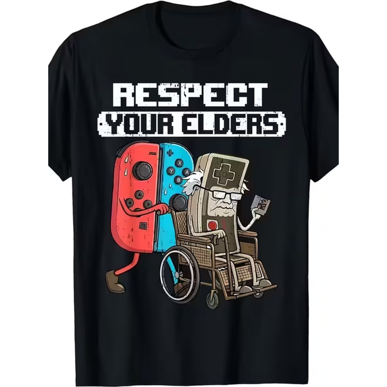 Retro Gaming Theme - Męska koszulka z wzorem, motyw Elders,