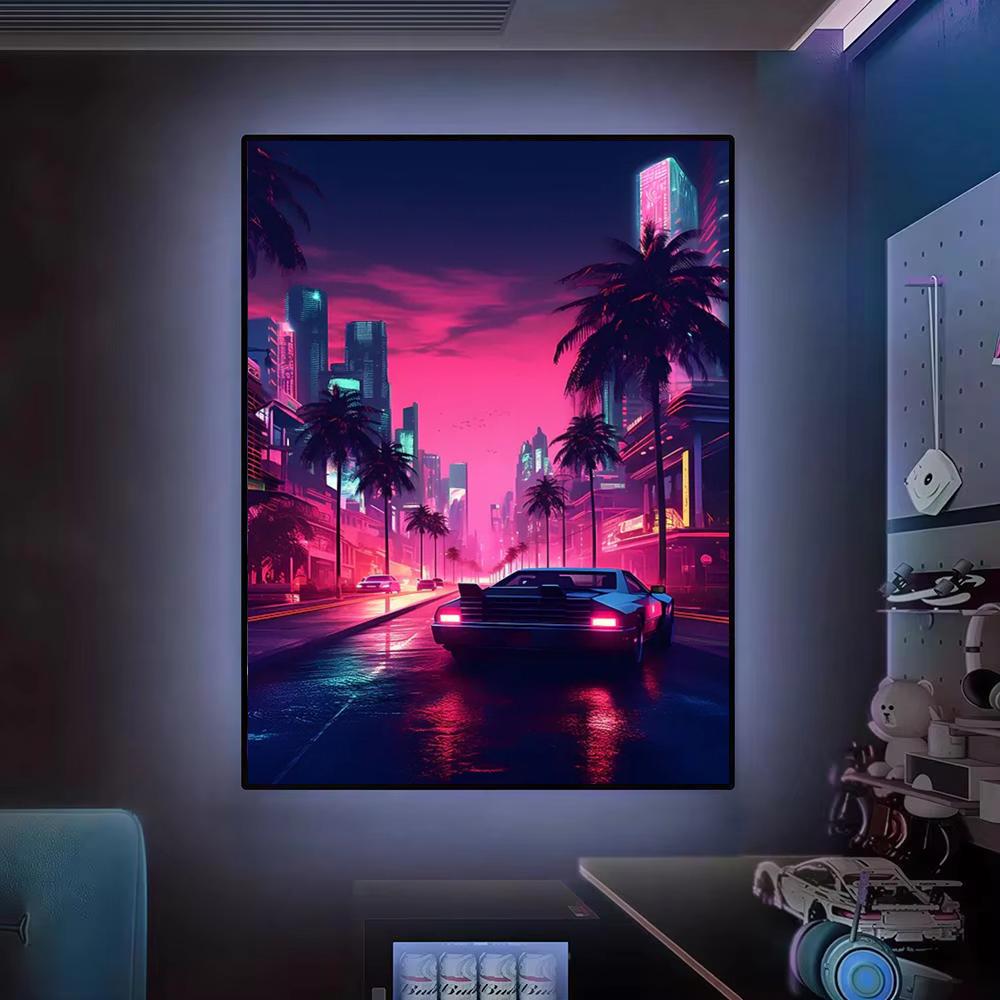 Cyberpunkowy plakat z lat 80., – Retro Gaming Wallpaper recenzja i cena