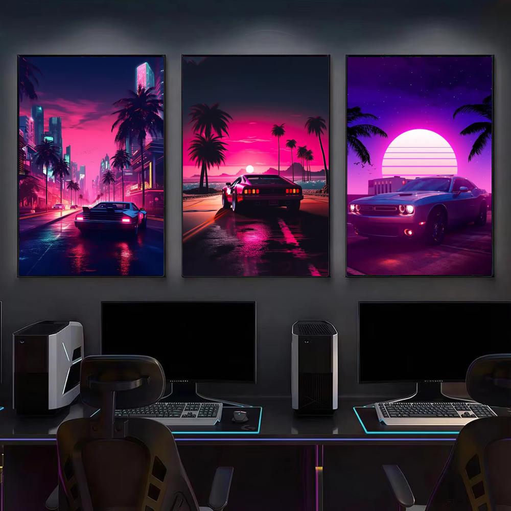 Cyberpunkowy plakat z lat 80., – Retro Gaming Wallpaper recenzja i cena